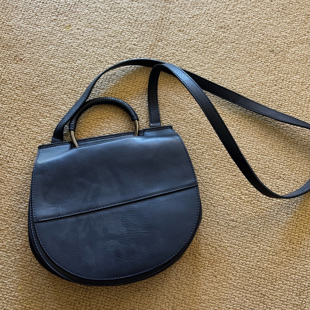 EUC Vintage blue leather Kooba saddlebag shoulder bag top handle